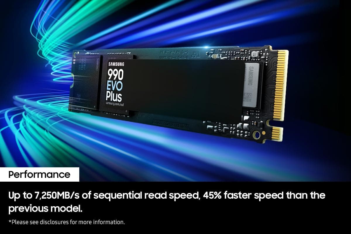 Samsung 990 EVO Plus, 1TB, PCIe 4.0 x4 / 5.0 x2, NVMe2.0 (up to 7150 MB/s), NVMe M.2 (2280), Internal Solid State Drive (SSD) — view 2
