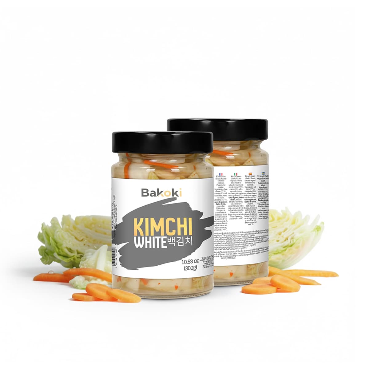 Bakoki 백김치 Baek‑Kimchi – Kimchi blanco, suave y sin picante, fermentado tradicionalmente, con baja emisión de olores – 2 × 300 g (ideal para almuerzos, bowls y guarniciones) — view 2