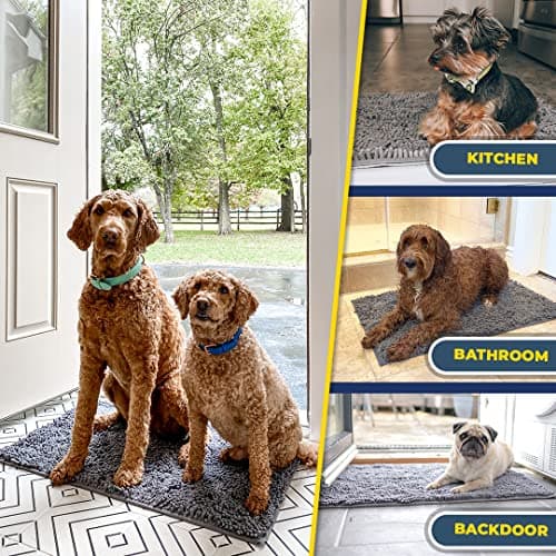 Muddy Mat® | Super Water Absorbent Door Mat Indoor, Microfiber Quick Dry Chenille Entryway Rug, Slip Resistant Front Door Mat, Indoor Mats for Entryway, Machine Washable Pet Rug, Grey 30"x19" — view 6