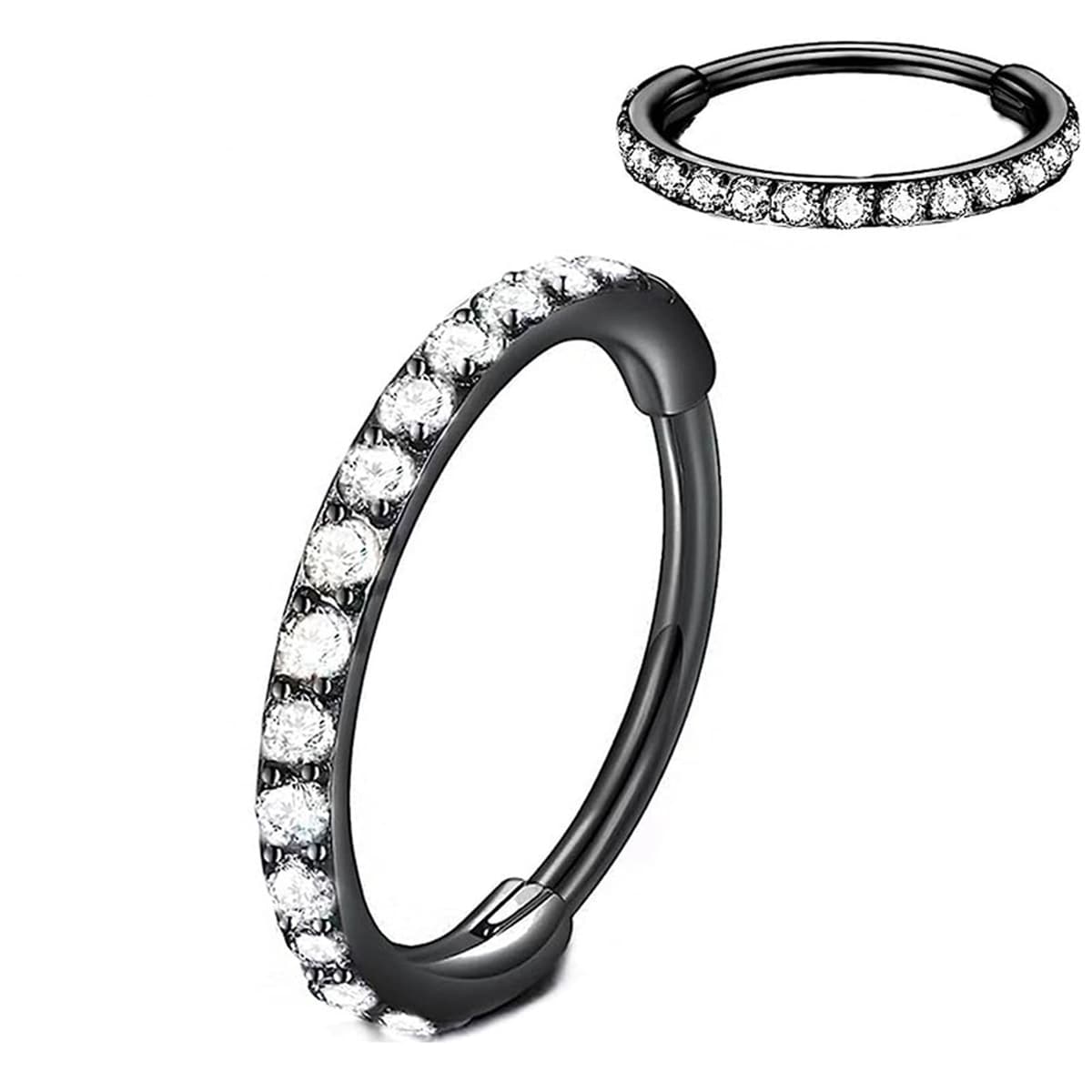 Artskin Grados 23 Titanio Bisagra nariz Anillos Piercing Cuerpo Anillos Helix cartílago Rook Pendientes 20G 18G 16G Diámetro 6 mm-10 mm Negro/Plata/Oro/Oro Rosa — view 8