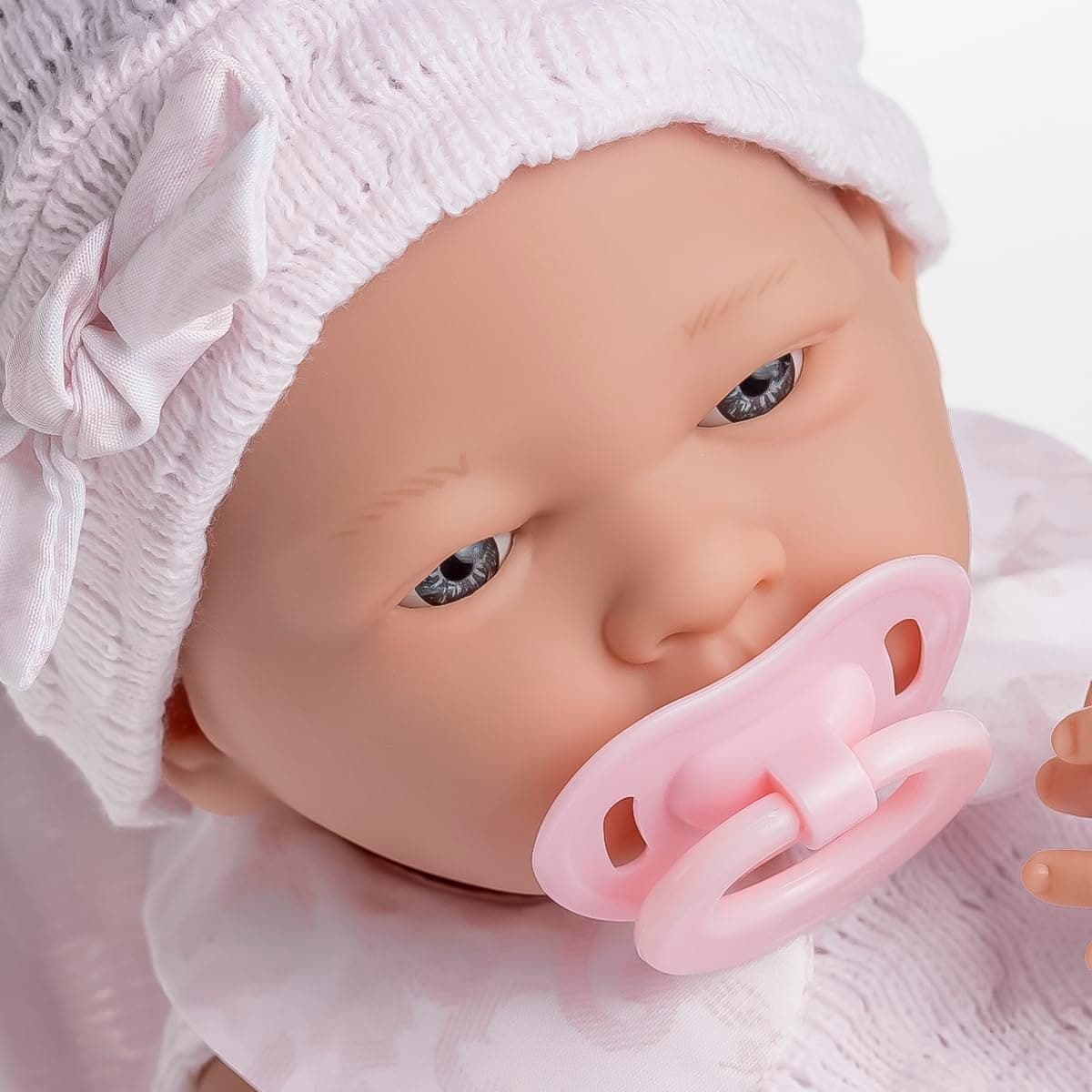 JC Toys- Muñeca La Newborn recién nacida de 38 cm es de vinilo suave, con ropa de punto y accesorios, niña, rosa, diseñado en España por Berenguer, +2 años — view 5