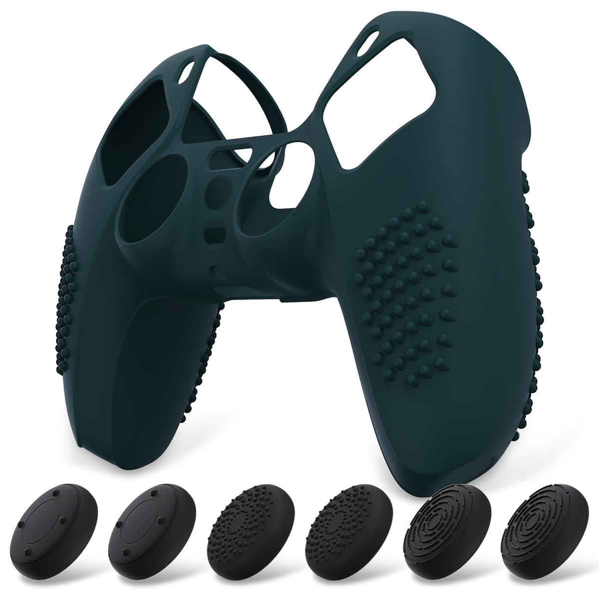 eXtremeRate PlayVital Funda de Silicona para ps5 Mando - Carcasa Protectora con 6 Tapas de Joysticks, Impermeable, Resistente y Antideslizante, Funda de Goma Suave, 3D Tachonado (Matcha Verde) — view 14