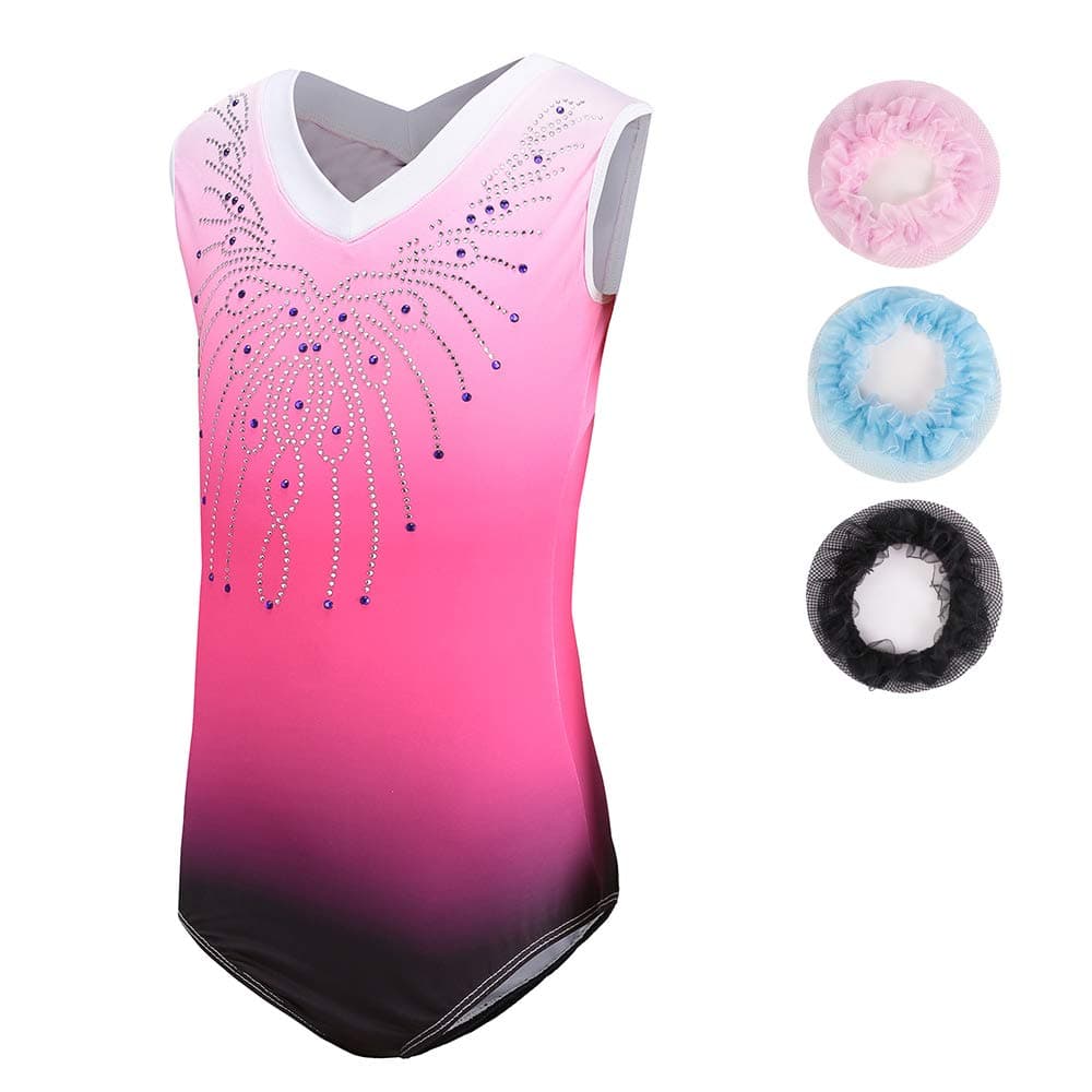 Sinoem Leotardos de gimnasia para niñas, manga larga, sin mangas, color degradado, brillante, para baile, ballet, gimnasia, atletismo, para niñas pequeñas — view 10