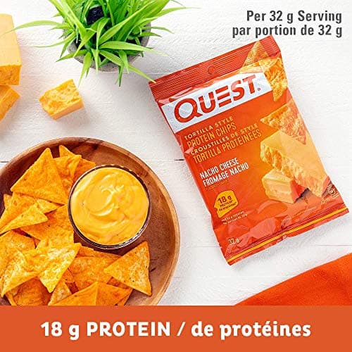 Quest Nutrition Nacho Cheese Flavour Tortilla Style Protein Chips, High Protein, Gluten Free, Baked, Not Fried, 1g Sugar, 5g Carbs, 8ct — view 9