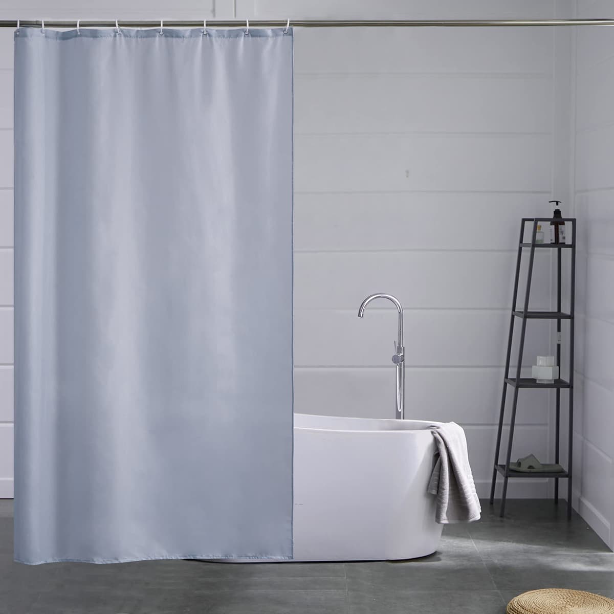 Furlinic Cortina Ducha 200x200cm Antimoho Impermeable Lavable Blanco Tela Poliéster Grandes Cortinas de Baño con 12 Aros de Cortina Ducha. — view 122