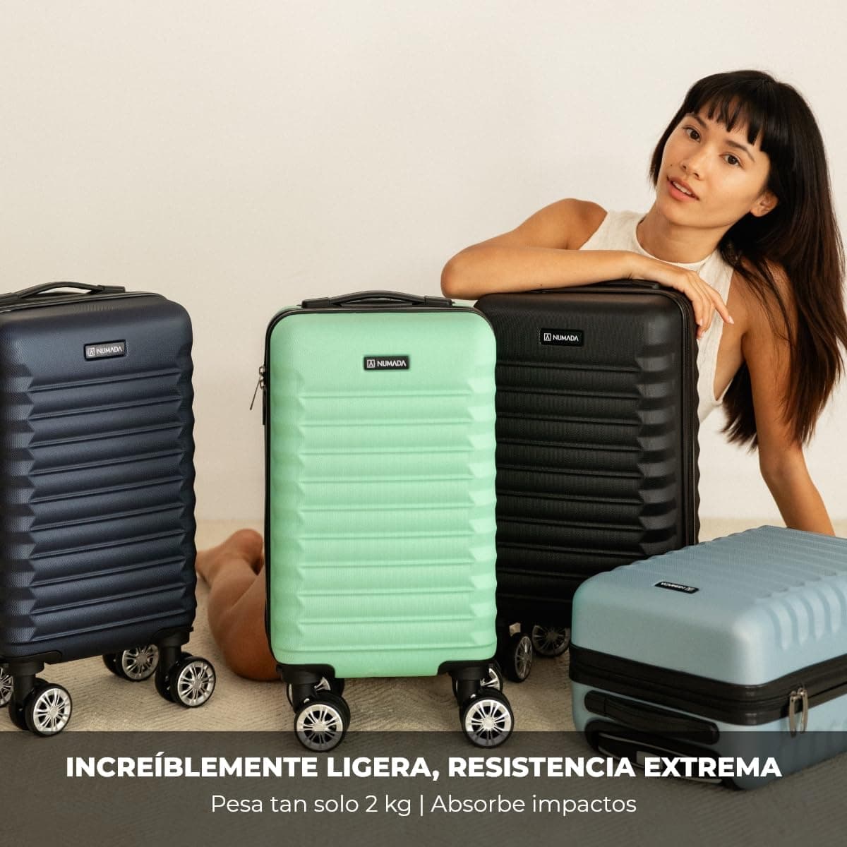 NUMADA- Maleta de Viaje Cabina 40x25x20cm (20L) Upfly Underseat 16 XXS con Ruedas Desmontables. Maleta Cabina ABS Ideal como Equipaje de Mano para Ryanair, Vueling o Easyjet Azul Claro — view 5