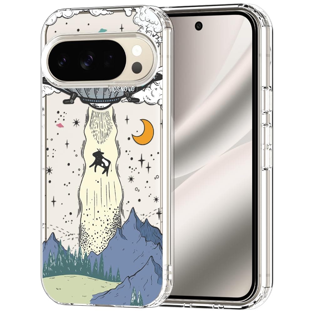 MOSNOVO Case for Google Pixel 9 & Pixel 9 Pro, [Buffertech 6.6ft Military-Grade Drop Protection] [Anti Peel Off Tech] Clear TPU Bumper Phone Case Cover Design - Eucalyptus — view 66