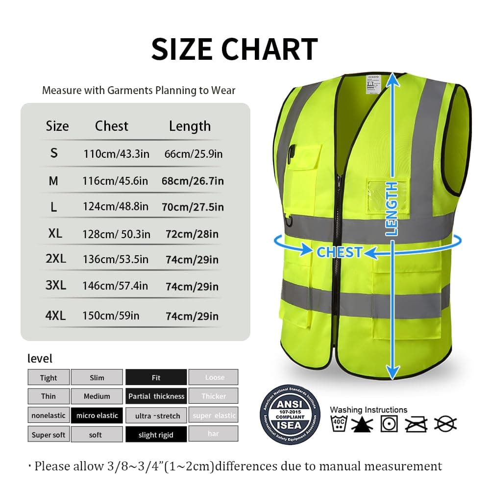 Hi Vis Vests for Women Men High Visibility Reflective Safety Vests Breathable With Pocket Zipper for Build Oudoor Work Meet ANSI/ISEA Standard — view 2