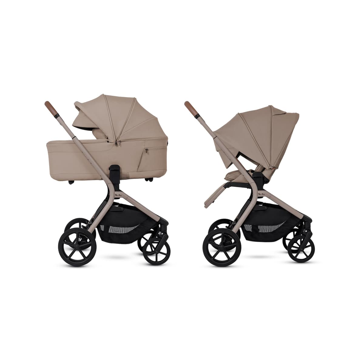 Silver Cross Breez Travel System - Compact Lightweight Pushchair & 360 Infant Carrier Car Seat Bundle - One-Hand Fold Pushchair with Lie-Flat Seat - Birth to 4 Years (22kg) - Champagne — view 5