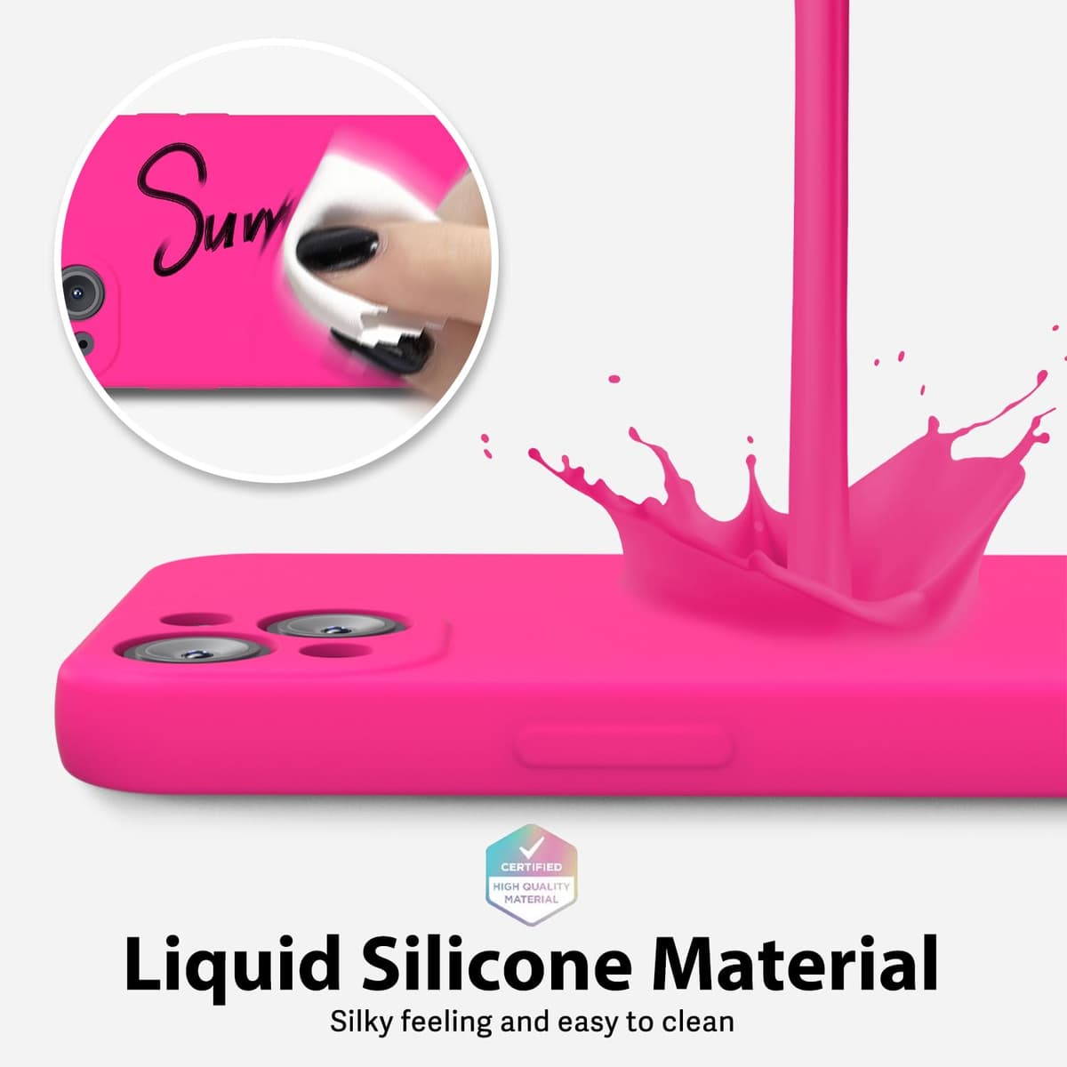 oakxco for iPhone 17 Pro Max Phone Case Liquid Silicone, Cute Thin Slim Grip Soft Rubber Gel for Women Men, Smooth Matte TPU Plain Solid Color Girly Simple Case with Camera Cover, Light Pink — view 1728