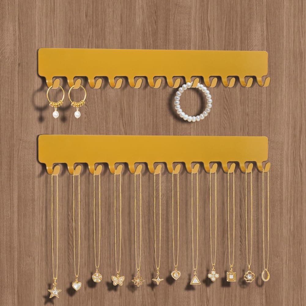 HOTUT 2PCS Organizador De Joyas Para Colgar En La Pared,Metal Soporte De Joyas Con 12 Ganchos,Soporte Para Cadenas De Joyas y Colgadores Con Autoadhesivo Para Pendientes Pulseras Collares,Negro — view 8