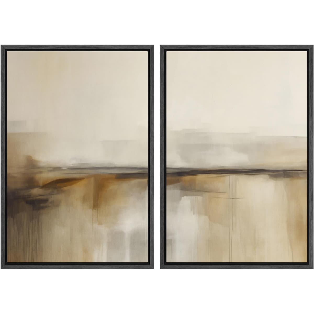 MUDECOR Framed Canvas Print Wall Art Set Watercolor Pastel Duotone Tan Landscape Abstract Shapes Illustrations Modern Art Decorative Contemporary for Living Room, Bedroom, Office - 24"x36"x2 Natural — view 70