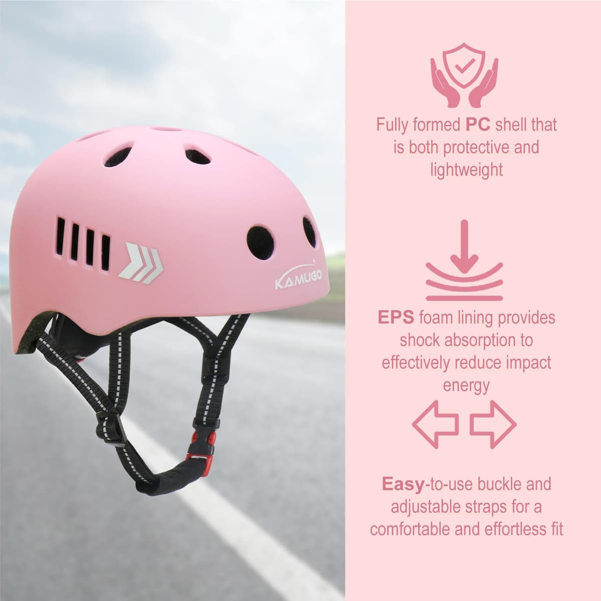Kamugo Equipo de Protección Ajustable para Niños - Casco, Rodilleras, Coderas, Guantes, Compatible con Bicicleta, Skateboard, monopatín y Otros Deportes Extremos — view 3