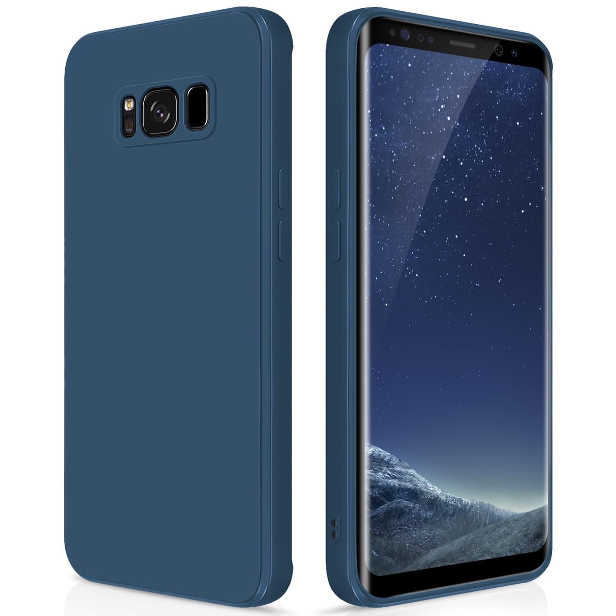 GiiYoon Case Compatible with Samsung Galaxy S8, Silky-Soft Touch Full-Body Protective Phone Silicone Case, Shockproof Cover with Microfiber Lining, Blue