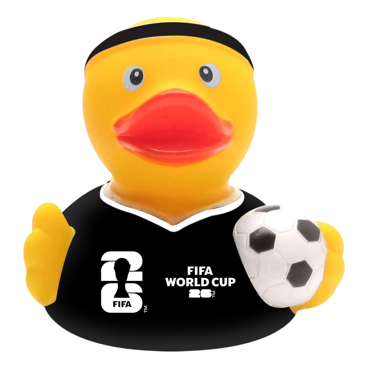 Hy-Pro Officially Licensed FIFA World Cup 2026 Rubber Duck - Bath Toy with Headband & Shirt Holding Ball, Collectible Football Mascot for Supporters, Fun & Nation Pride Display - Yellow