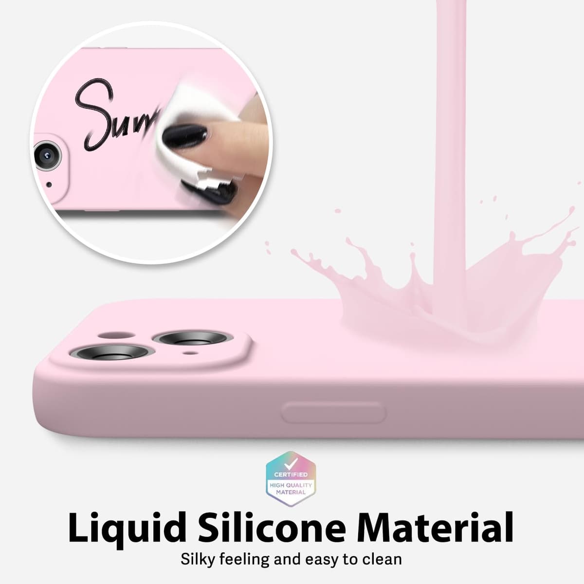 oakxco for iPhone 17 Pro Max Phone Case Liquid Silicone, Cute Thin Slim Grip Soft Rubber Gel for Women Men, Smooth Matte TPU Plain Solid Color Girly Simple Case with Camera Cover, Light Pink — view 1108