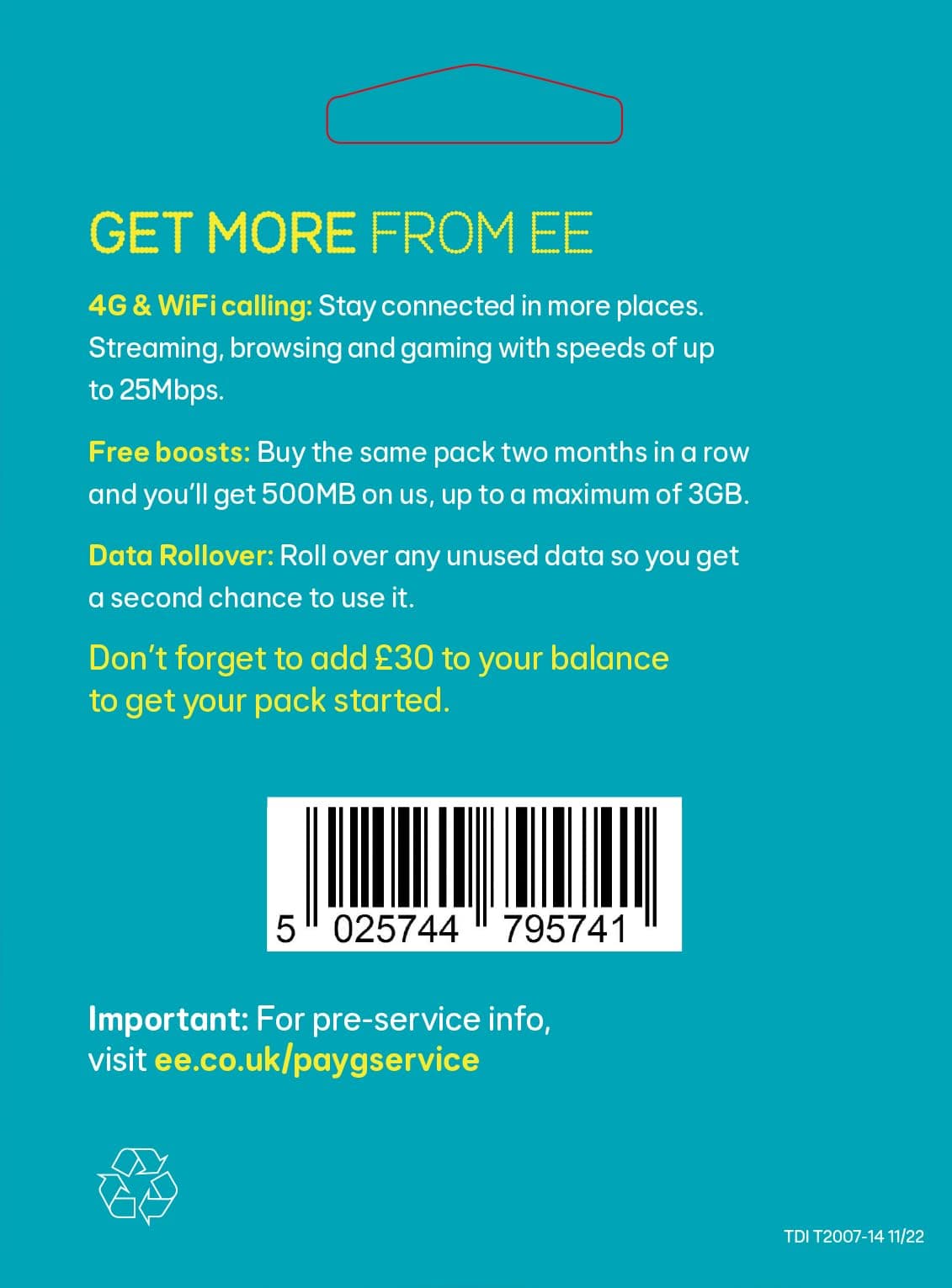 EE PAYG £10 Data Sim Includes £10 pre-paid credit, 8GB Data, 500 Minutes and Unlimited Texts (EE £10-8GB) — view 12