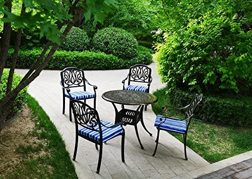Outdoor Patio Cushions17 X 17" Blue Stripes Waterproof Garden Lawn Patio Furniture Chair Cushion Set of 4thicken High Density Sponge Filling for Outdoor Furniture Decorative,4Rope Fixed Straps — view 3