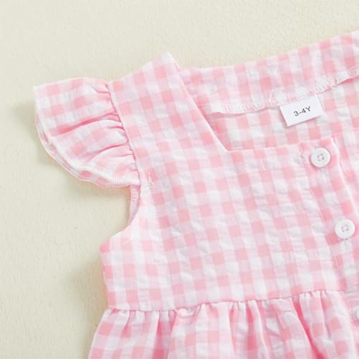 Conjunto Verano para Niñas Pequeñas Color Liso/Cuadros Sin Mangas Con Volantes Camisetas y Pantalones Anchos de Lino Ropa Infantil de Primavera — view 5