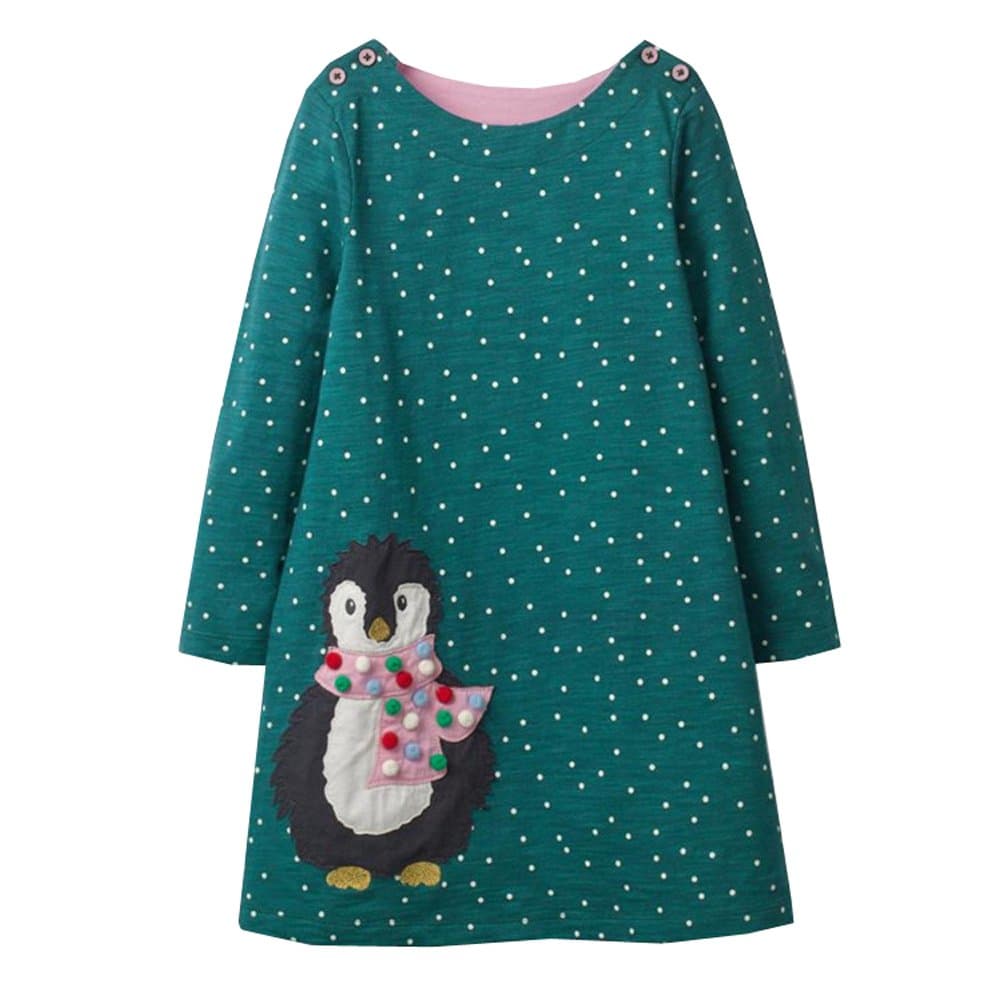 VIKITA Niñas Vestidos Algodón Animal Bordado Manga Larga Vestido para Niños — view 14
