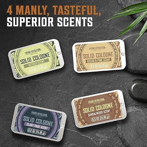 Viking Revolution - Cologne - Solid Cologne for Men with Cedar Wood, Clary Sage, Vetiver, Sandalwood - Gifts for Men - Gifts for Him - 4 Pack - 4 x 14 g — view 2