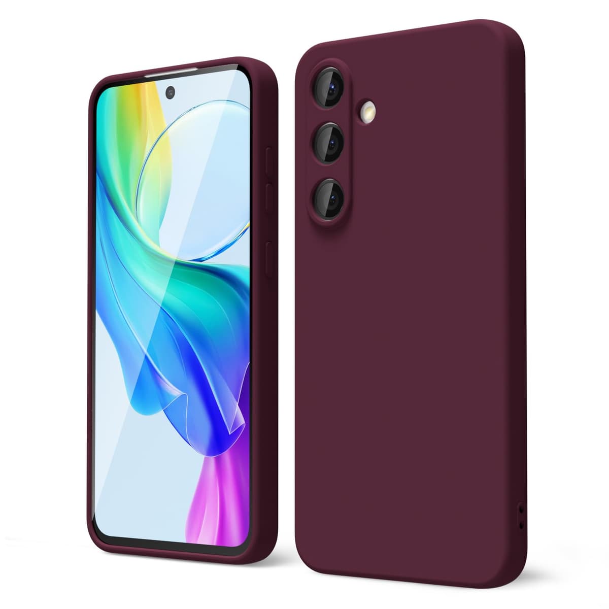 oakxco for Samsung Galaxy S23 Phone Case Liquid Silicone,Cute Thin Slim Soft Rubber TPU Plain Smooth Gel Cover for Women Girl Aesthetic Design, Matte Solid Protective & Shockproof, Burgundy Plum Wine — view 420
