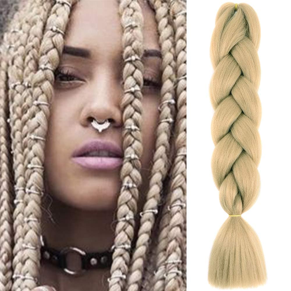 24" Braiding Hair Extension Jumbo Braids Synthetic 3bundles/pack Crochet Hair Afro Box Braid Heat Resistent (Dark Purple) — view 164