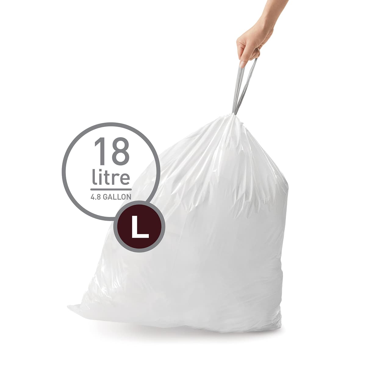 simplehuman CW0258 3 x paquete de 20 bolsas de basura a medida (60 bolsas), código H, plástico blanco — view 22