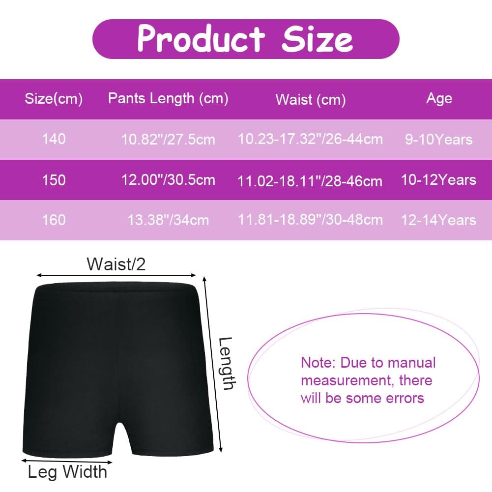 AOOWU Pantalones Corto de Danza para Niñas, 3 Piezas Pantalones Cortos de Ballet para Niños, Short Pantalones de Gimnasia Ballet Niños con Cintura Elástica para 9-10 Años (140CM) — view 3