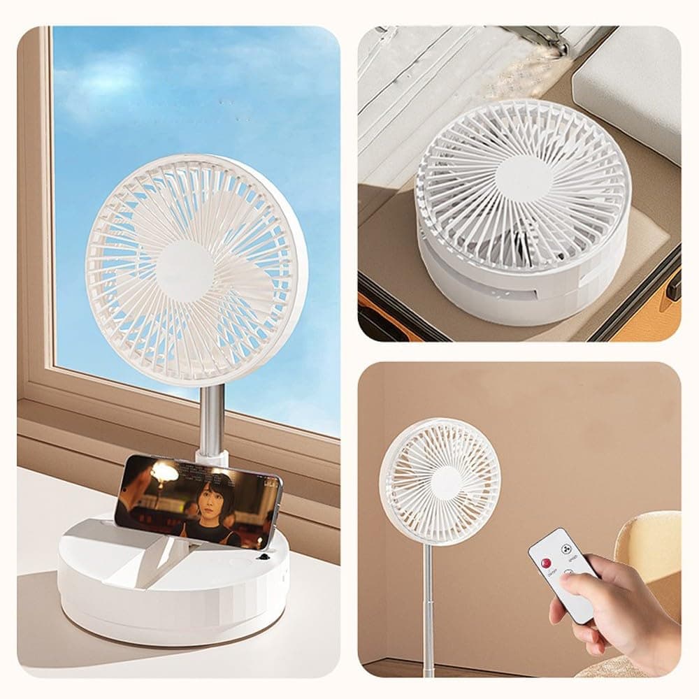 wonderlamp - Ventilador de Mesa Plegable Bensa, Altura Regulable 38–80 cm, Oscilante, 4 Velocidades, Mando a Distancia y Batería Recargable, Ventilador Portátil para Hogar — view 3