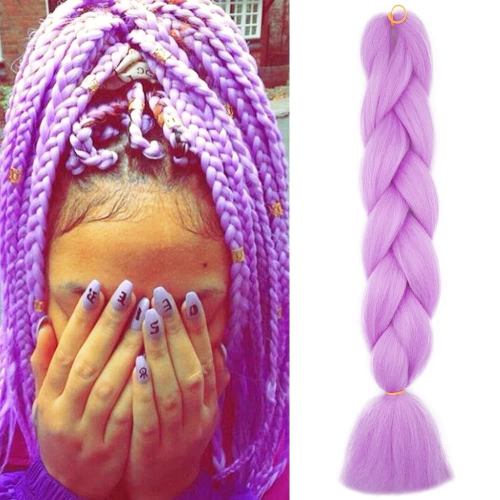 24" Braiding Hair Extension Jumbo Braids Synthetic 3bundles/pack Crochet Hair Afro Box Braid Heat Resistent (Dark Purple) — view 86