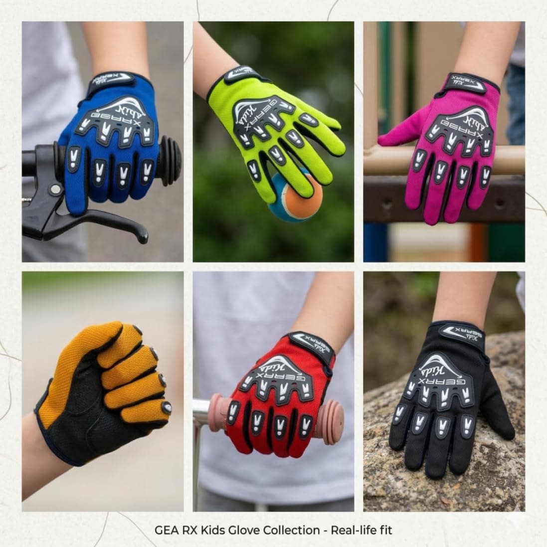 GearX Guantes de Ciclismo para niños, BMX, Bicicleta de montaña, Motocross, Enduro, Paintball, ATV, Quad, Karting, Deportes y Senderismo — view 2