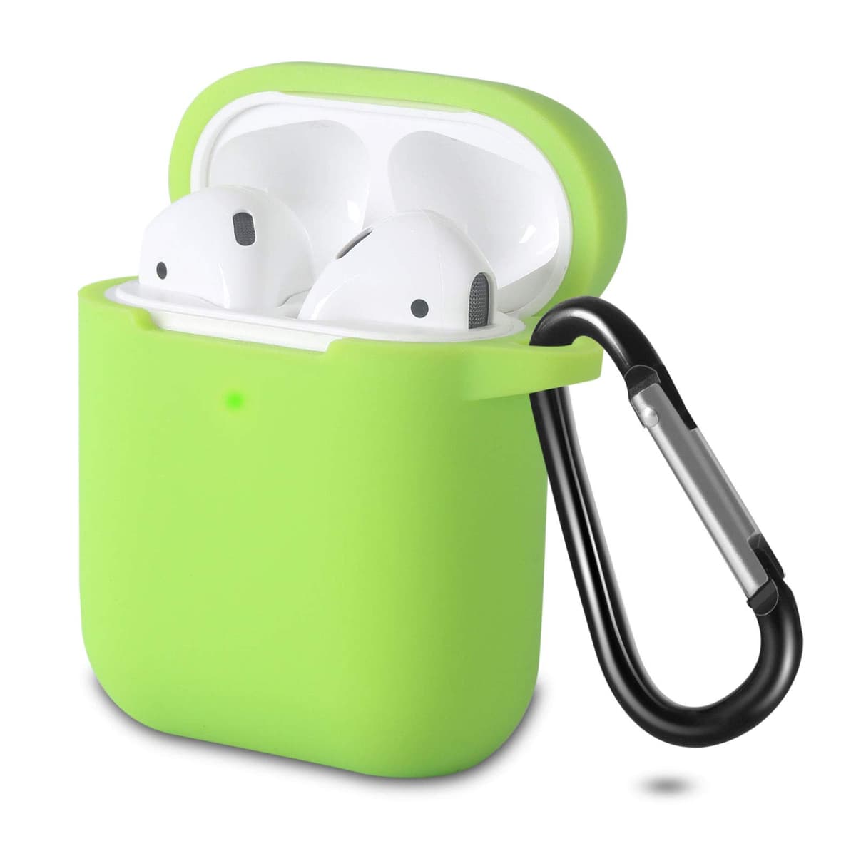 Silicona Compatible con AirPods 2 & 1, Fundas Protectora de Silicona para AirPods 2 & 1, LED Frontal Visible, Funciona con Carga inalámbrica, con Mosquetón, Translúcido — view 4