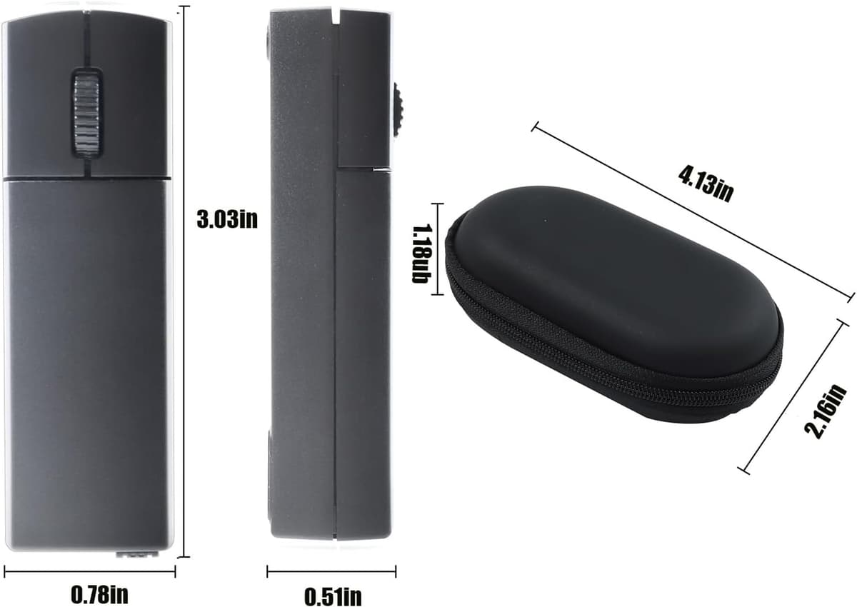 elec Space Wireless Mini Finger Mouse - Silent Dual-Mode Bluetooth & 2.4GHz, Ergonomic Portable PC Mice with Case, Compatible with MacBook and Chromebook Black — view 5