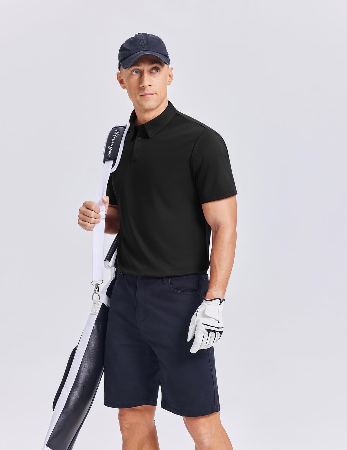 PINSPARK Mens Golf Shirt 3 Buttons Quick Dry Polo Shirts for Men Short Sleeve Casual Stylish Collared Polo Shirts — view 3