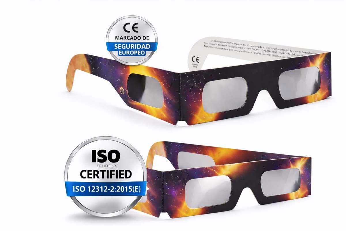 ️ Gafas Eclipse Solar Homologadas ISO 12312‑2 –Pack De 2 Gafas- Gafas Para Ver Eclipse Solar Homologadas con Certificado CE y Protección Total — view 2