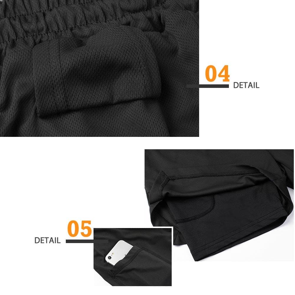 Superora Mens Running Gym 2 in 1 Sports Shorts Breathable Outdoor Workout Training Shorts with Pockets — view 6