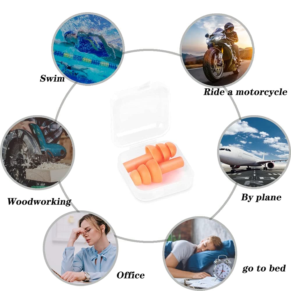 5 Pares Tapones para Oídos de Silicona, Reutilizables para Reducir Ruidos, Impermeables, para Natación, Dormir, Trabajar, Estudiar, Lugares Ruidosos — view 5