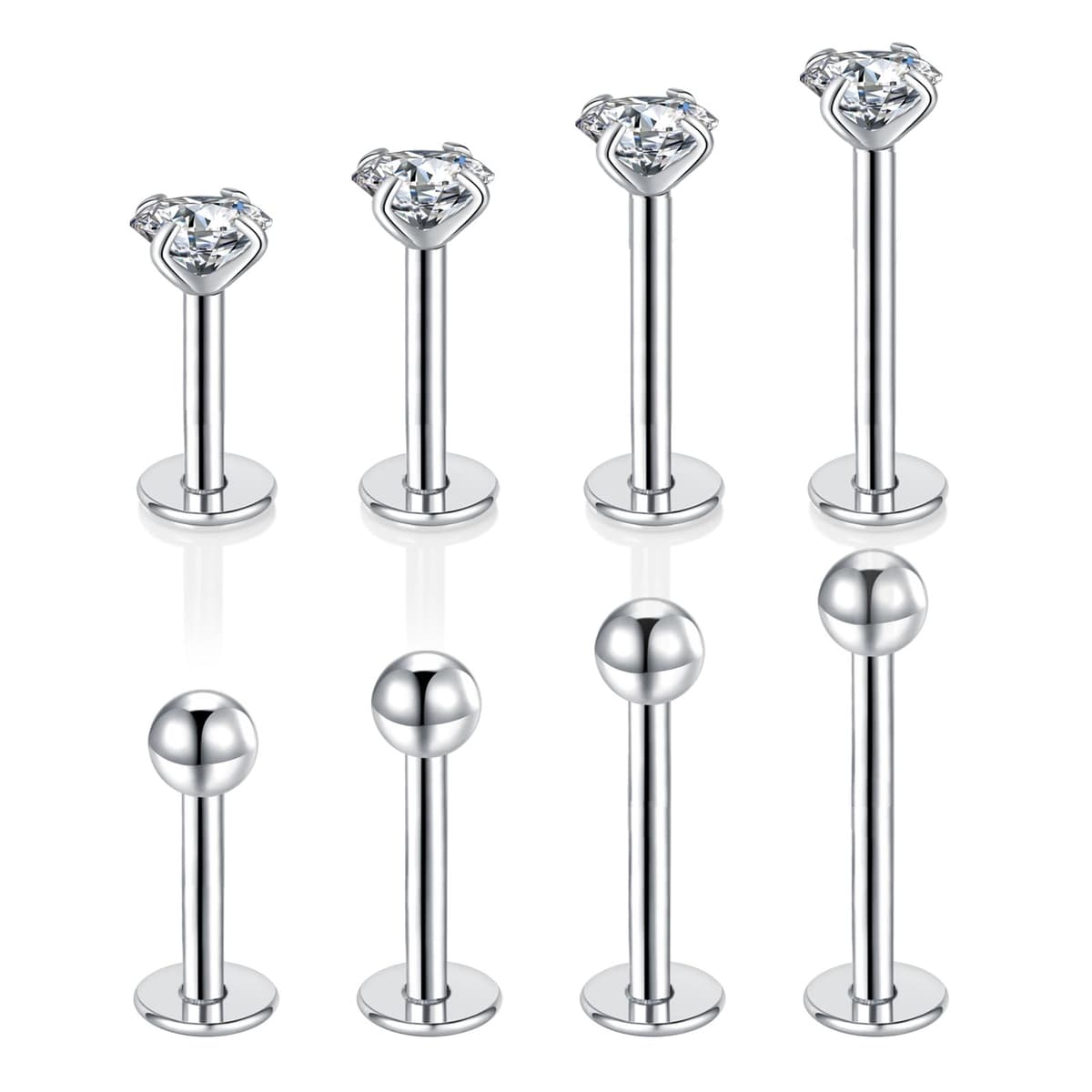 Besyvvin Lip Bars Labret Studs 16G Stainless Steel Plastic Flat Back Helix Tragus Cartilage Earring Stud 4-12MM Monroe Medusa Piercing Jewellery Silver Gold — view 13