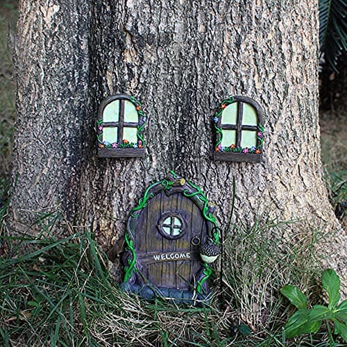 Meyas Outdoor Statues Garden Decoration,Yard Sculpture Figurine,Gardening Supplies Garden Statues Ornament,Outdoor Statuette Garden Resin Statues,Garden Accessories Trees Decoration Glow in The Dark — view 4