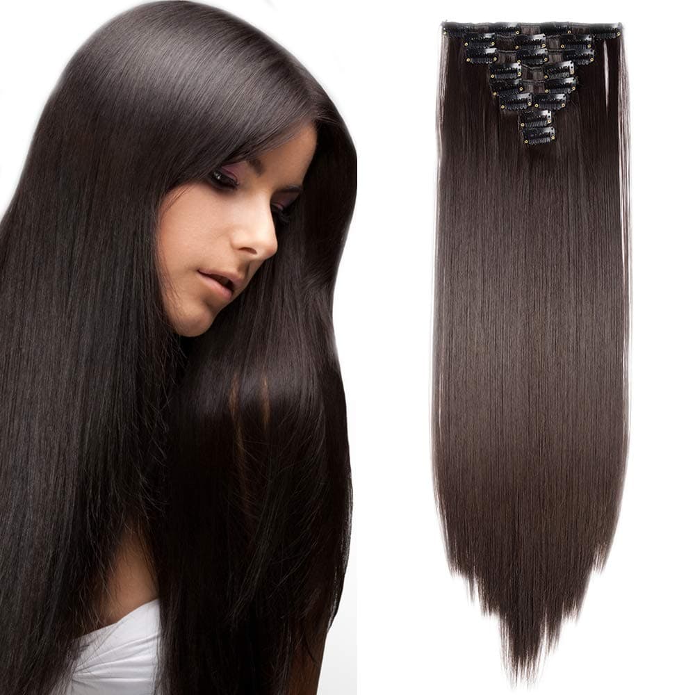 24"(60cm) SEGO Extensiones de Cabello Clip de Pelo Sintético Se Ve Natural 8 PCS [Sandy Rubio mezcla Blanqueador Rubio] Rizado Ondulado Largo Postizos Pelucas (140g) — view 24