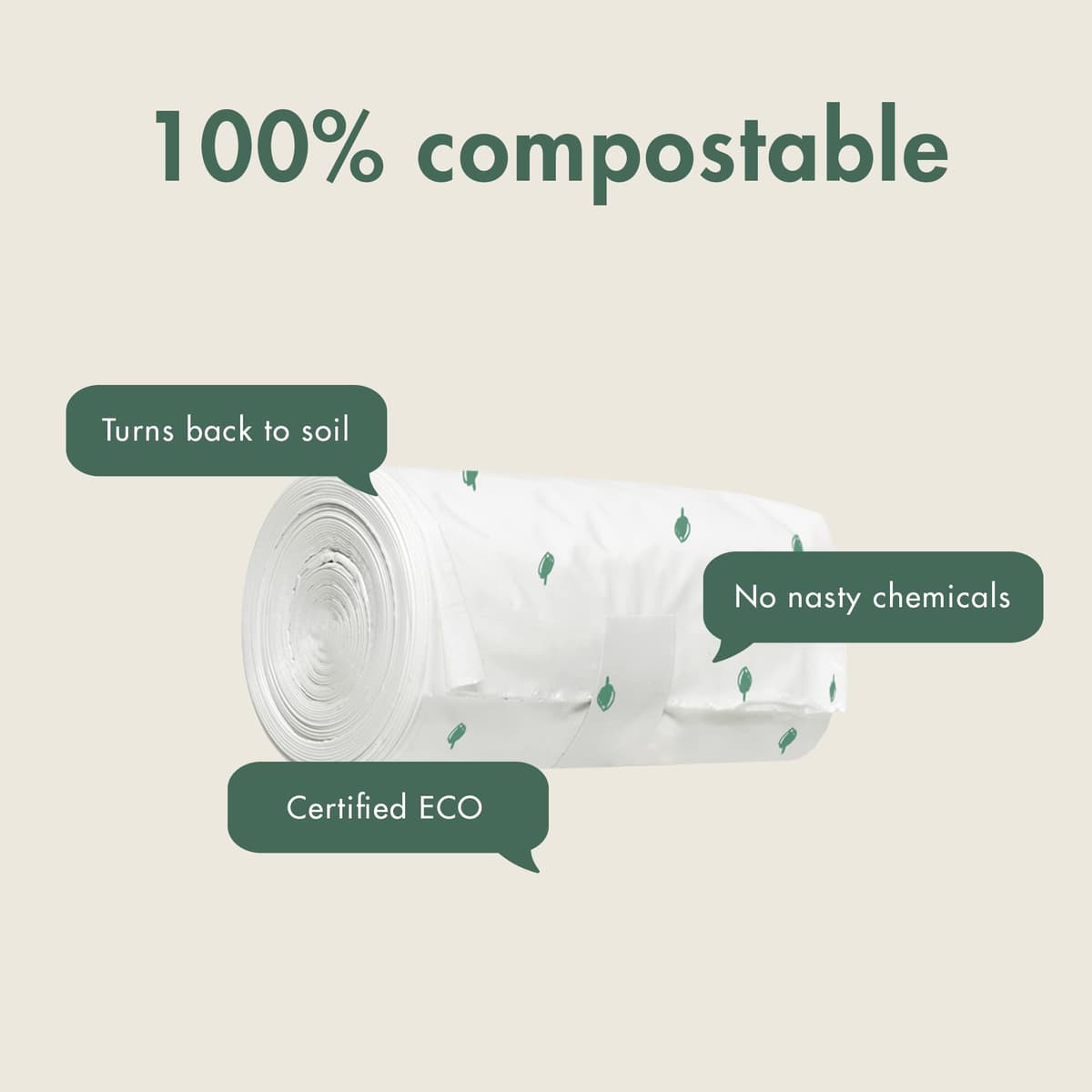 Naty compostable nappy bags | Easy tie handles | Fragrance-free nappy sacks for baby nappy changing & disposal, travel and pet waste |Plant-based bags for prams | On-the-go use | 50 count — view 3