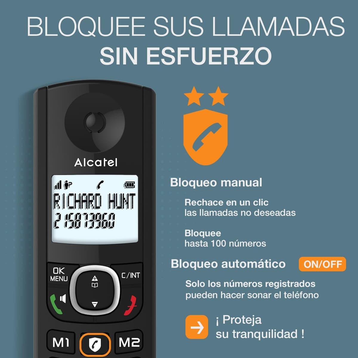 ALCATEL F530 Voice Trío - Teléfono inalámbrico DECT con contestador automático - Gran Pantalla retroiluminada - Altavoz - Bloqueo de Llamadas - 2 Teclas de Memoria Directa - 3 terminales - Negro — view 4