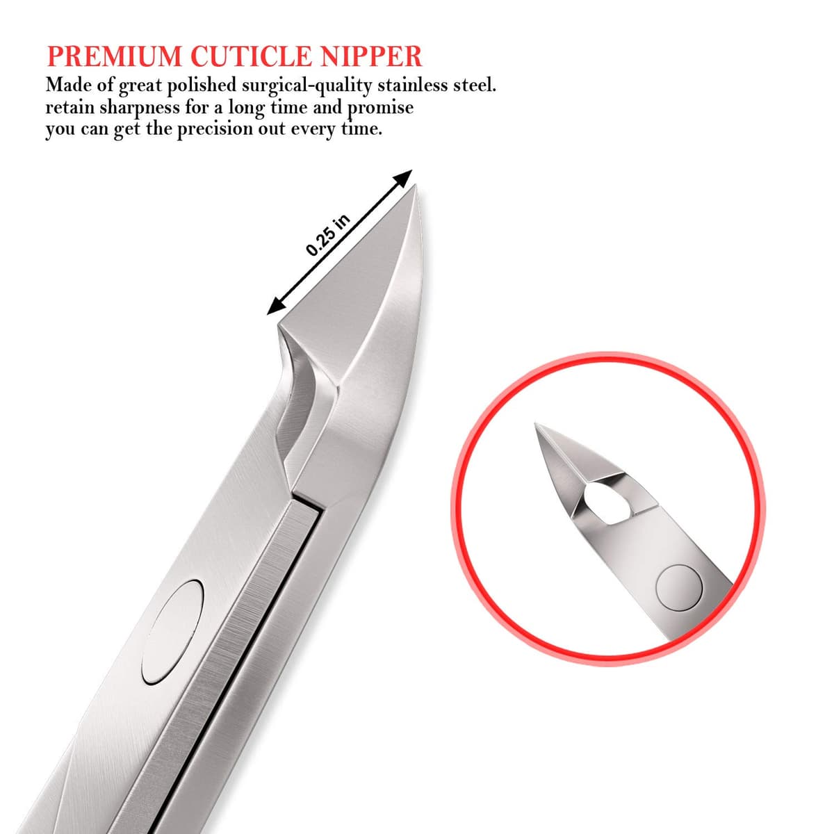 Jestilo Professional Cuticle Nippers Scissors Cutters, Removers Stainless Steel Best Nail Care Tool for Manicure and Pedicure (Silver) — view 5