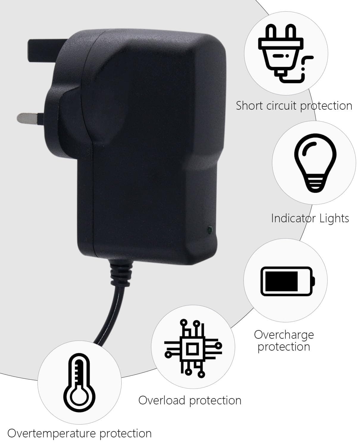 12V 1A Power Supply Adapter, AC 100-240V 50/60Hz to DC 12V 1Amp Switching Adaptor for LED Strip Light CCTV Router, Universal 12Volts External Power Adapter Barrel Jack 5.5mm x 2.1mm (1A 12W) — view 5
