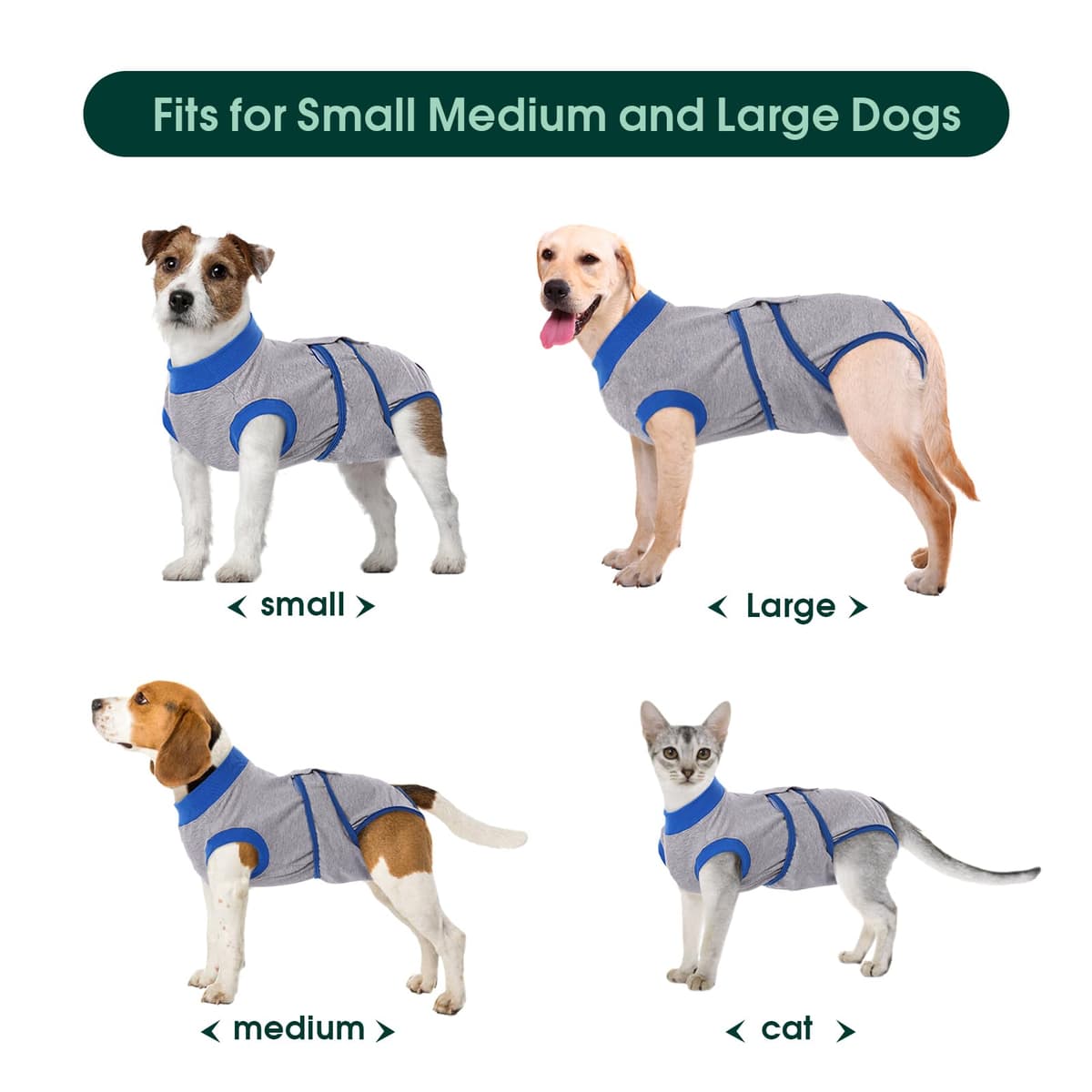 Kuoser Traje de recuperación de Perro para Hombre/Mujer, Camiseta para Cachorros después de la cirugía, Alternativa de Cuello electrónico para Mascotas pequeño, Mediano y Grande — view 3