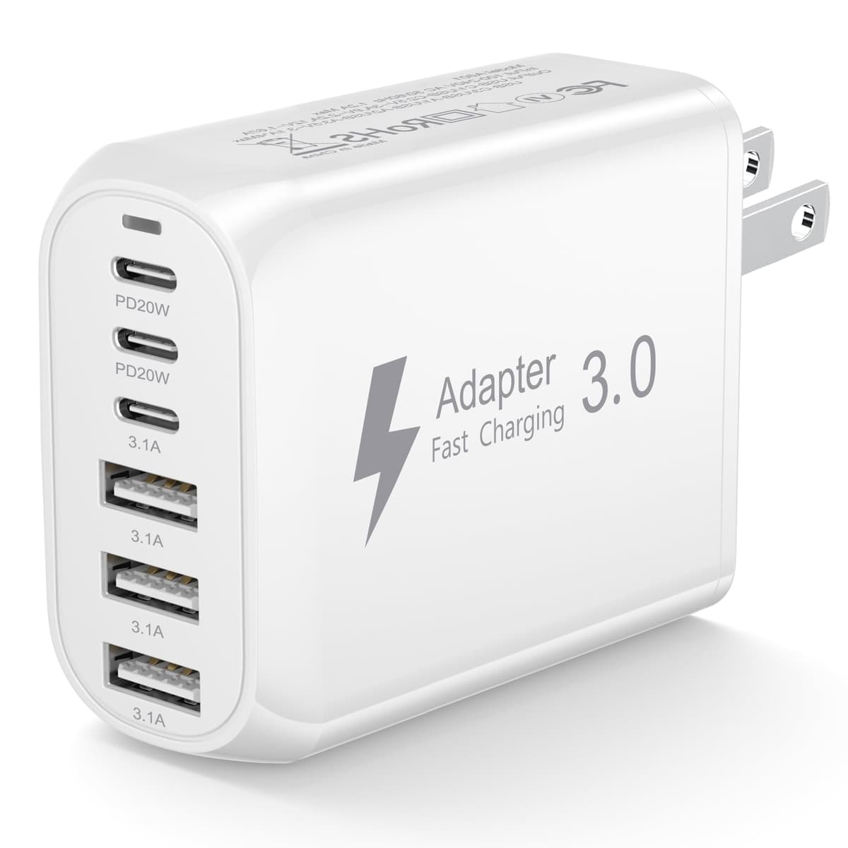 USA Travel Adapter Charger, 60W US Plug Adapter Fast Charger Plug with 3 USB C+3 USB A, US Travel Adaptor American/US/Canada/China/Japan Wall Adaptor Fast Charging for iPhone 17 16 15,Samsung Galaxy