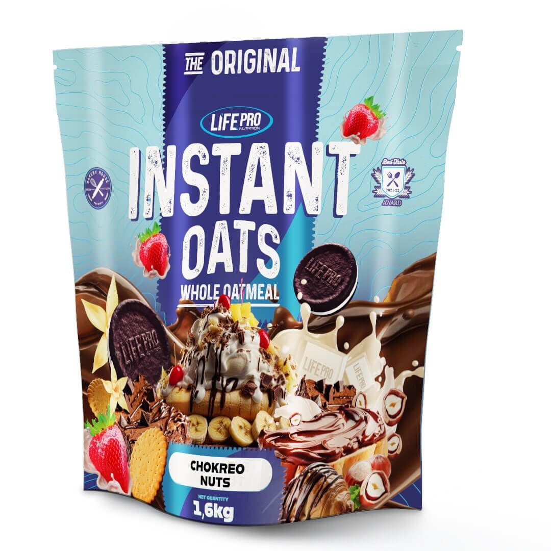 Life Pro Fit Food Instant Oats Premium 1.6kg | Carbohidratos de liberación lenta | Harina integral de avena (CHOKREO-NUTS)