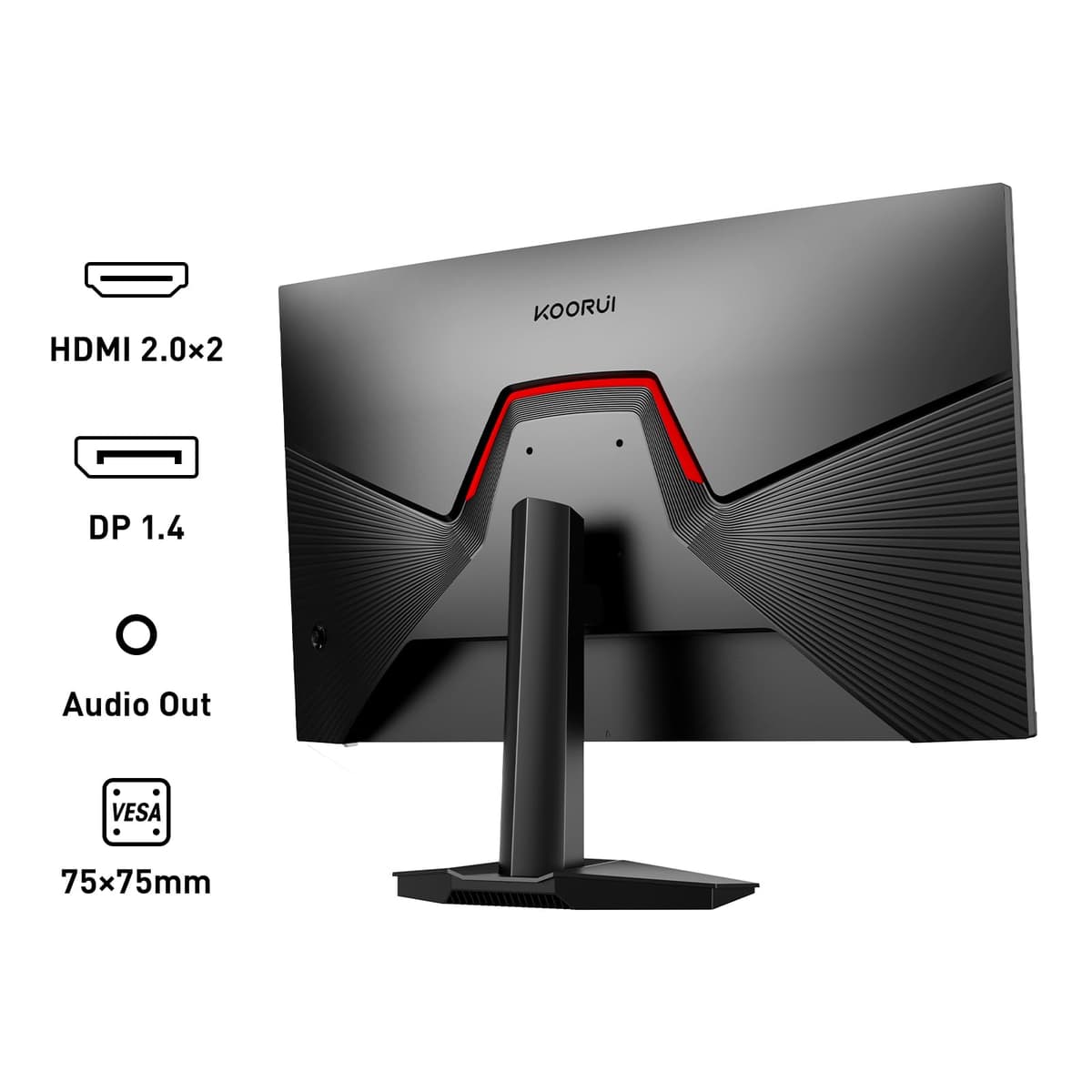 KOORUI G2421V 24 Inch Gaming Monitor,180Hz, Fast IPS, QHD 1440P, 1ms, Adaptive Sync, VESA Mountable, HDMI/DP, Low Blue Light, 99% SRGB — view 2