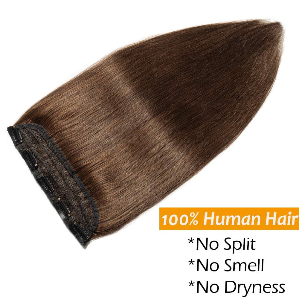 Silk-co 10inch Hair Extensions Clip in Hair Extension Human Hair #04 Medium Brown -Basic Thickness-Thin Weft- 8 Pieces Real Remy Straight Hair Extensions[50g] — view 105